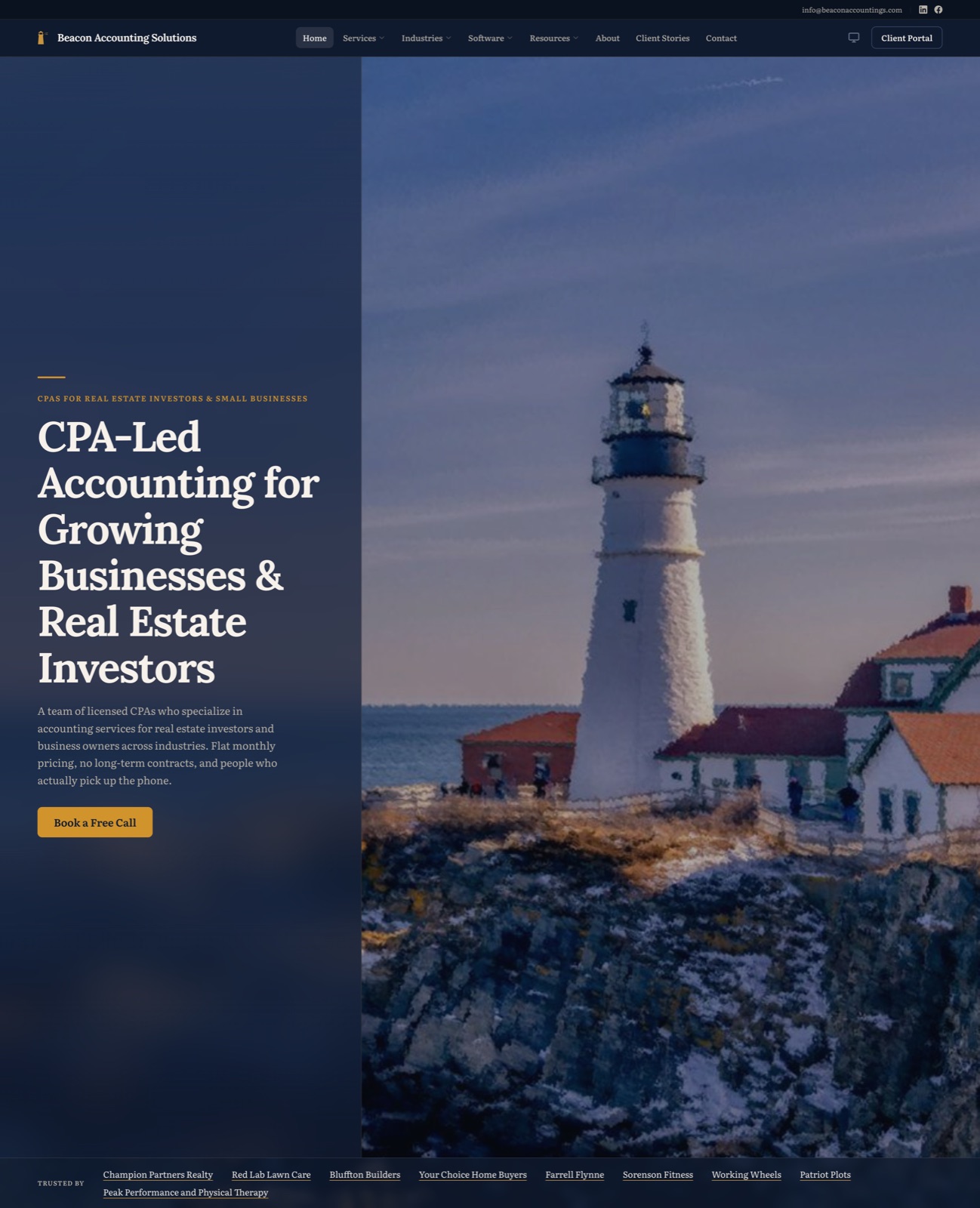 Beacon Accounting homepage — small-business website built by Birbol for a CPA firm serving real-estate investors